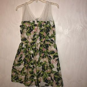 White, pink & green sleeveless dress